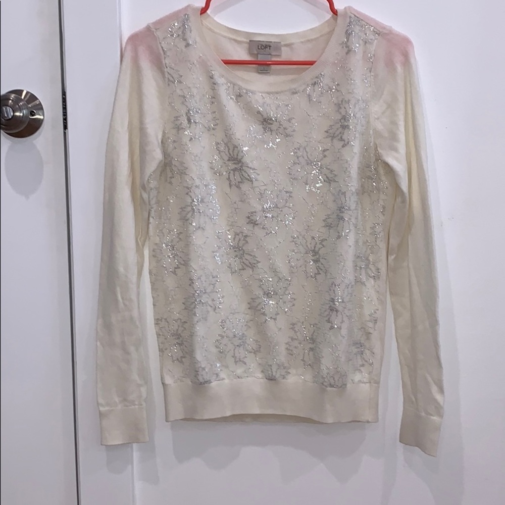 Sparkly silver floral print sweater!!